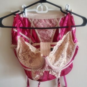Lace Satin Plum Elegant Lingerie Set
